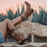 Women's Snipped Toe Western Boots | Floral Showstopper Cowgirl Boots (M50044) from Soto Boots
