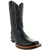 Black Square Toe Leather Cowboy Boots H4002 from Soto Boots