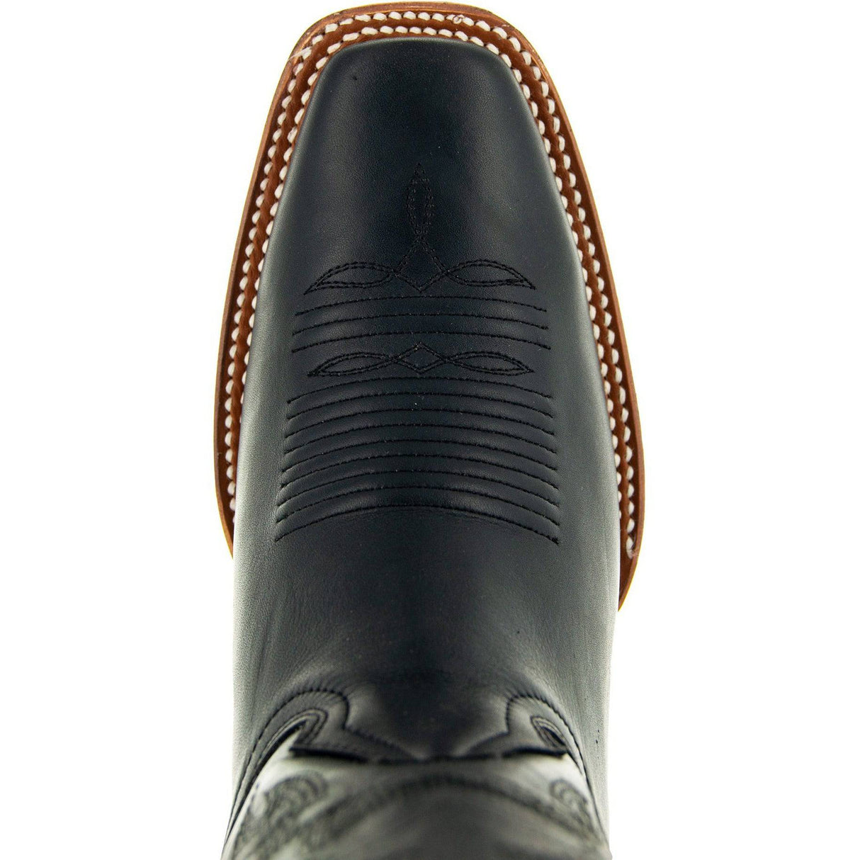 Black Square Toe Leather Cowboy Boots H4002 from Soto Boots