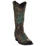 Turquoise Rose Inlayed Women's Cowgirl Boots (M50032) from Soto Boots