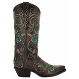 Turquoise Rose Inlayed Women's Cowgirl Boots (M50032) from Soto Boots