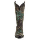 Turquoise Rose Inlayed Women's Cowgirl Boots (M50032) from Soto Boots
