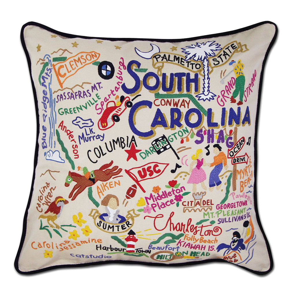 South Carolina Hand-Embroidered Pillow from Quirks!