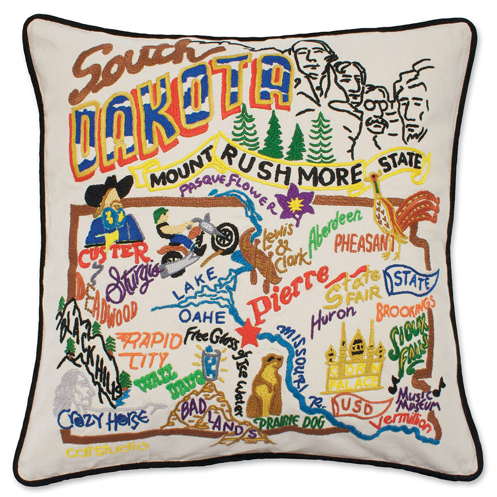South Dakota Hand-Embroidered Pillow from Quirks!