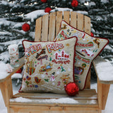 South Pole Christmas Hand-Embroidered Pillow from Quirks!