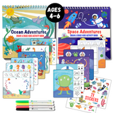 Small 7" Dry Erase Activity Book (incl. 2 Washable Markers & Reusable Stickers) from UnbuckleMe®