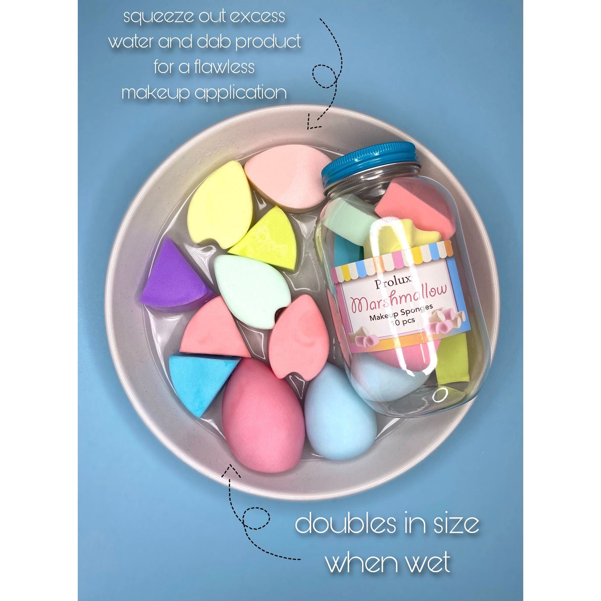 Marshmallow 10pc Makeup Sponges From Prolux Cosmetics
