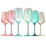 Colored Crystal Wine Glass Set of 6, Gift For Mothers Day, Her, Wife, Mom Friend - Large 12 oz Glasses, Unique Italian Style Tall Drinkware - Red & White, Dinner, Beautiful Glassware - (Summer) from The Wine Savant