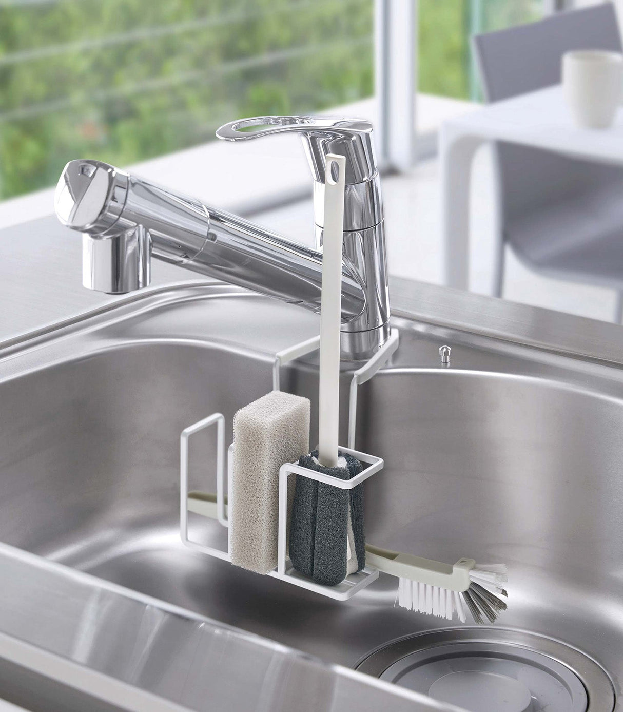Faucet-Hanging Sponge & Brush Holder - Steel from Yamazaki Home