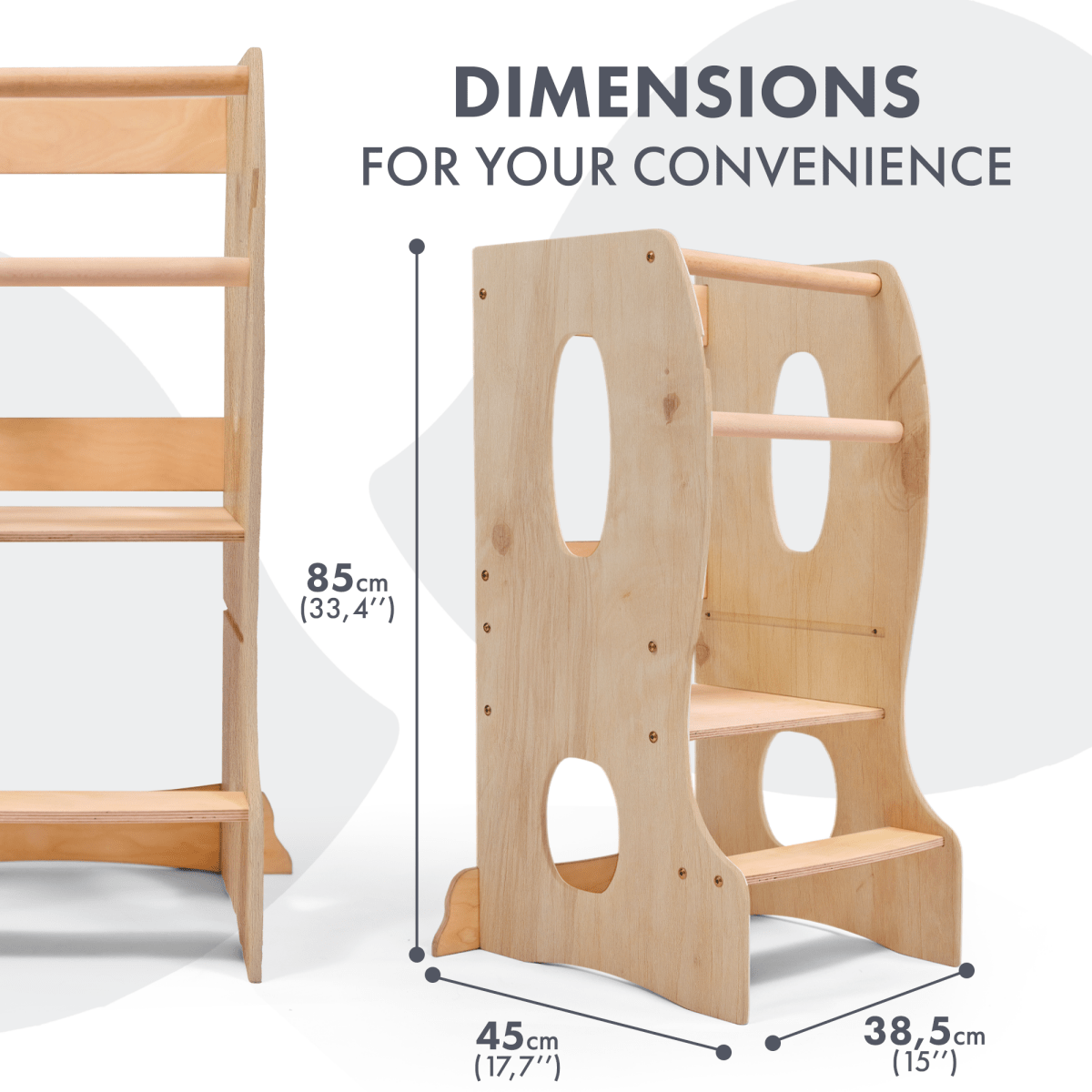 Stable Montessori Learning Tower: Wooden Growing Chair - Beige from Goodevas