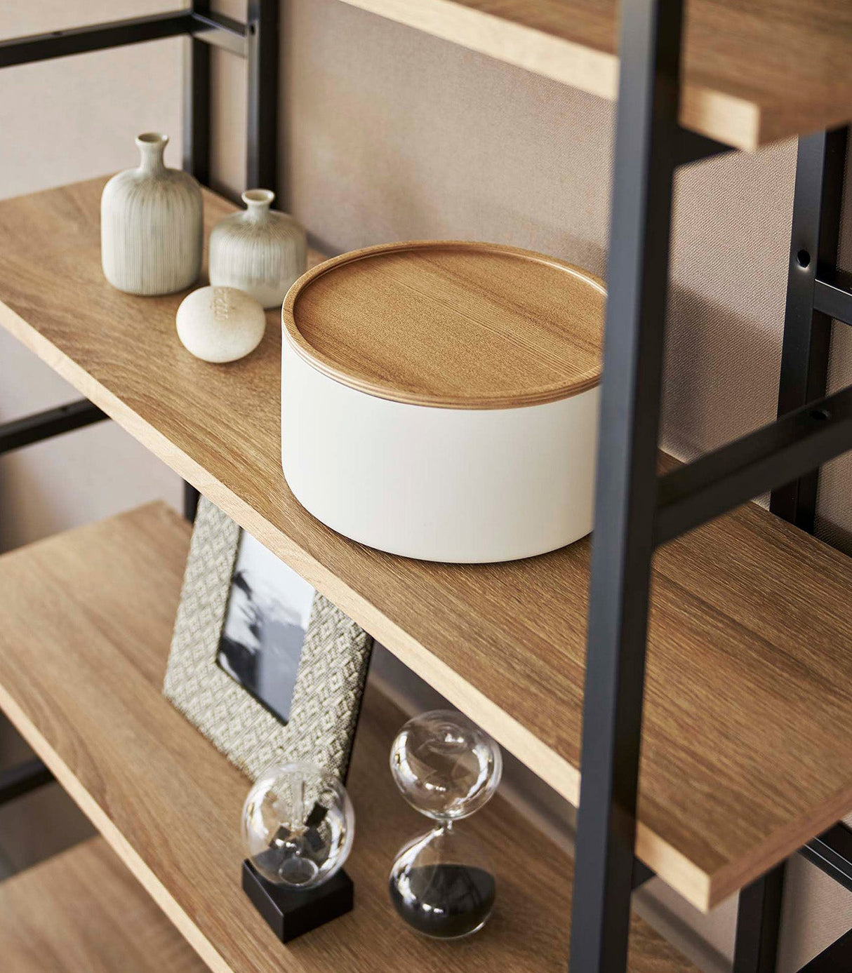 Storage Case - Two Sizes - Steel + Wood from Yamazaki Home