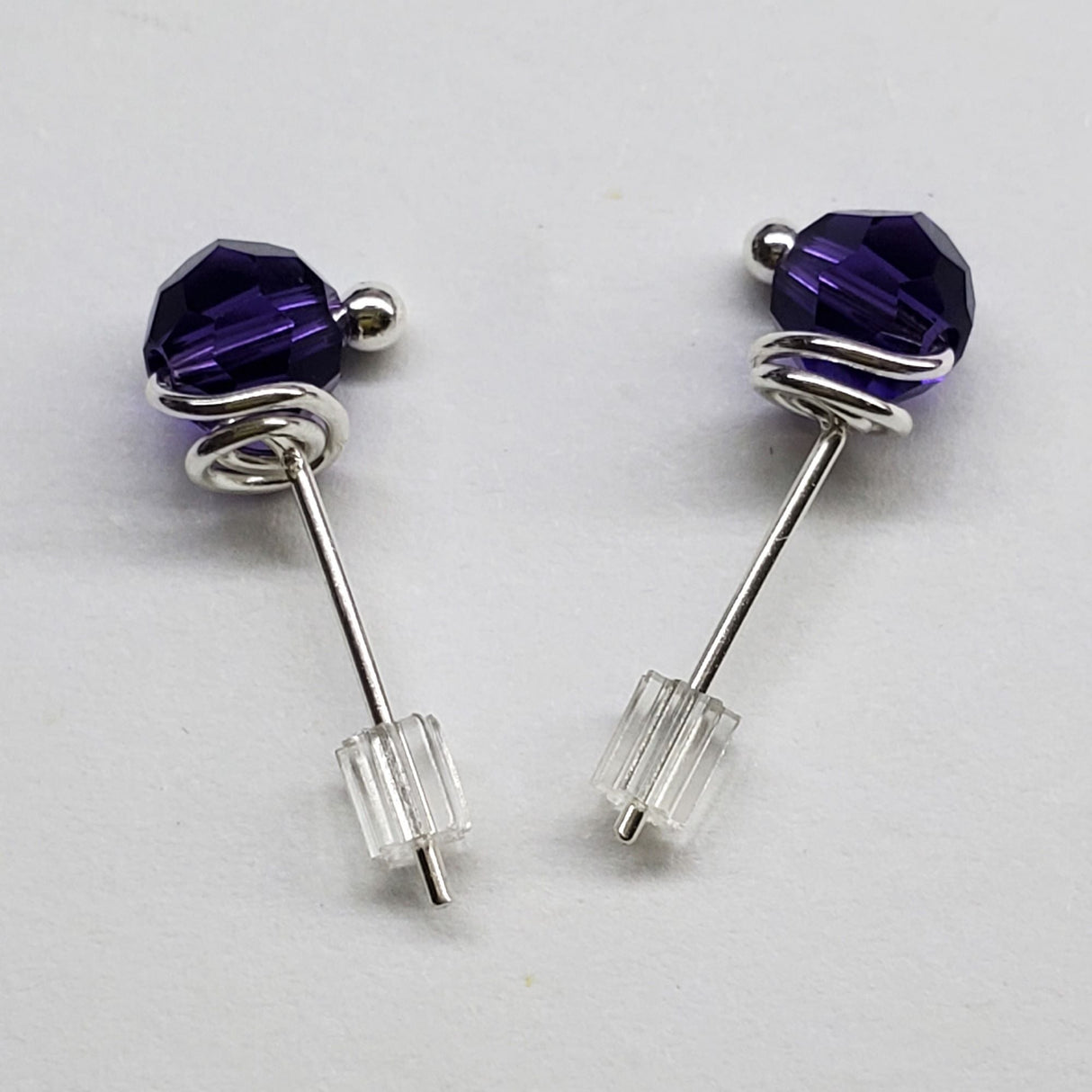 6mm Silver Spiral Crystal Stud Earrings from Alexa Martha Designs