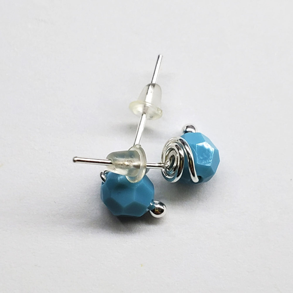 6mm Silver Spiral Crystal Stud Earrings from Alexa Martha Designs