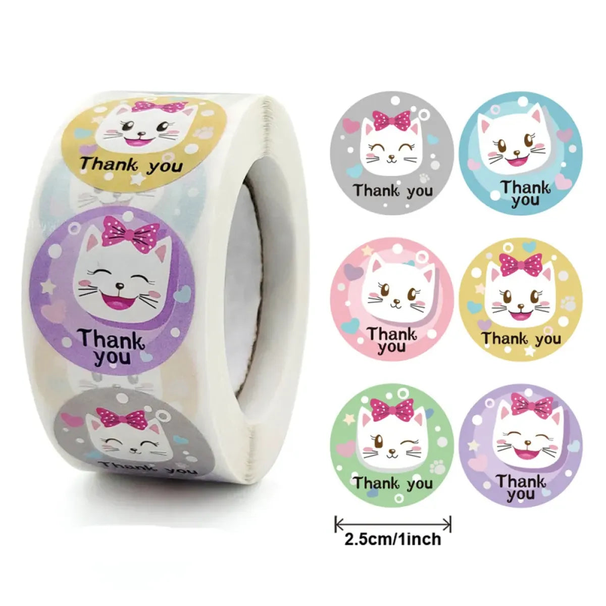 Cute Animal Thank You Stickers Roll - 100-500 PCS from Kawaii Stop
