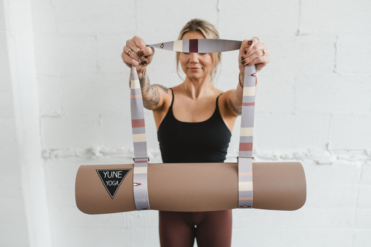 Suzy Yoga Strap – Grey Stretching Strap w/ Metal Buckles  from Yune Yoga