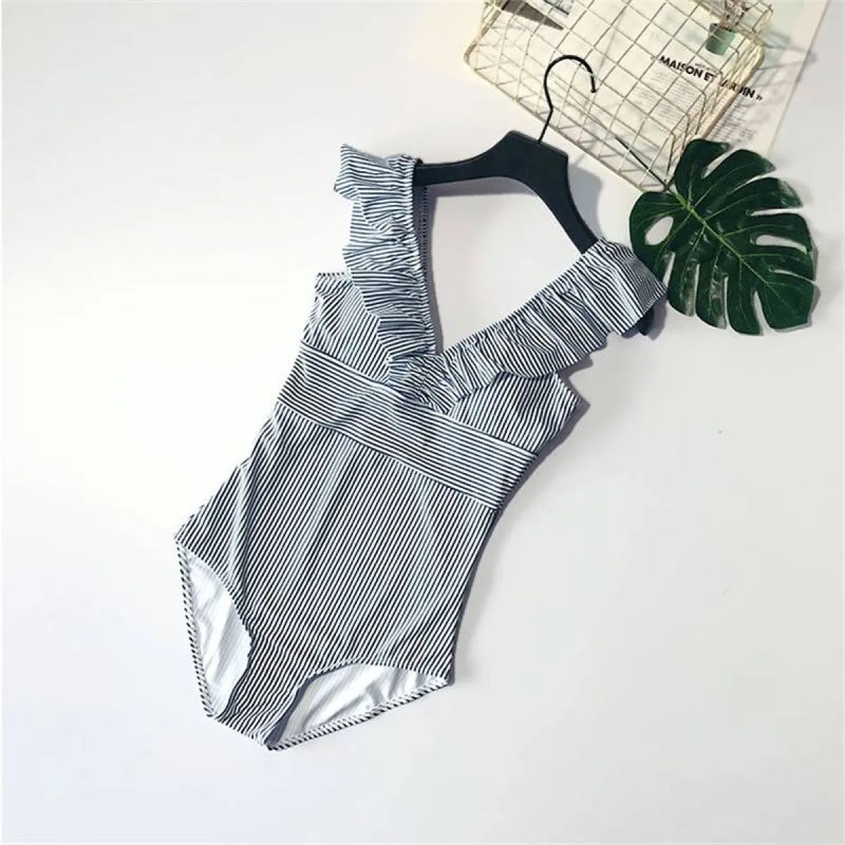 Striped Ruffled Swimsuit from Kawaii Stop