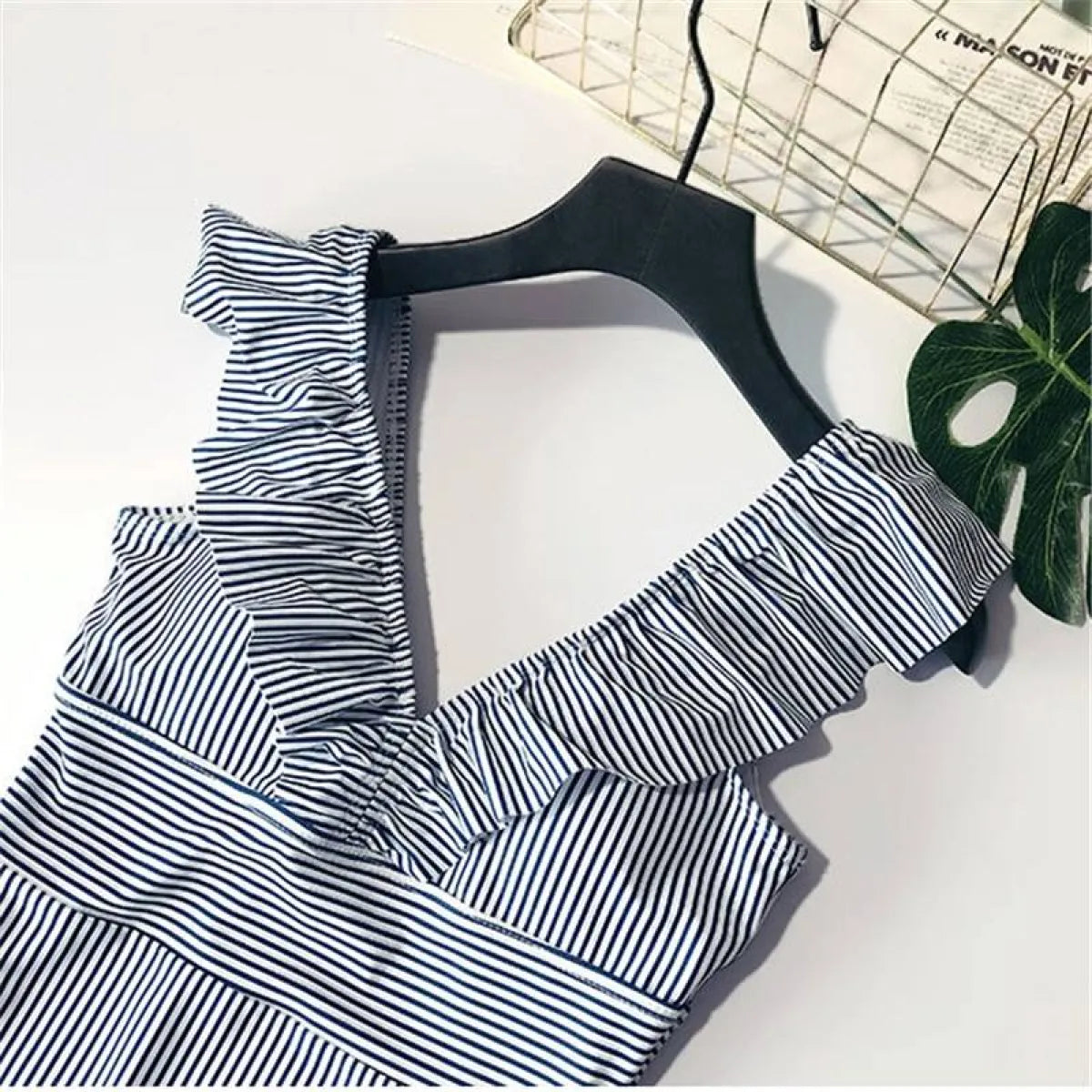 Striped Ruffled Swimsuit from Kawaii Stop