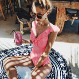Striped Ruffled Swimsuit from Kawaii Stop