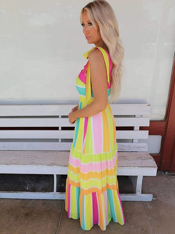 Beachy Striped Maxi Dress from MsDressly