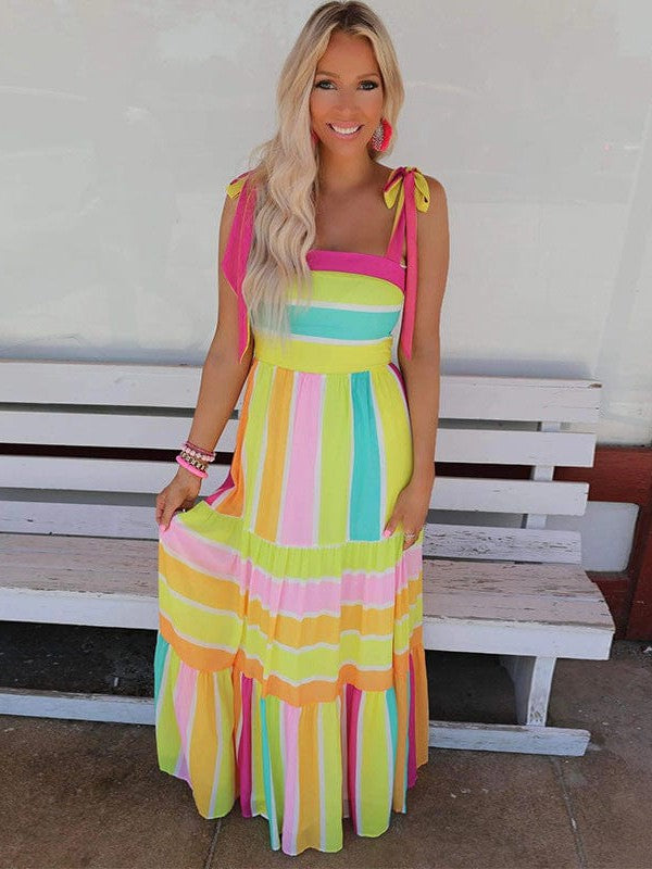 Beachy Striped Maxi Dress from MsDressly