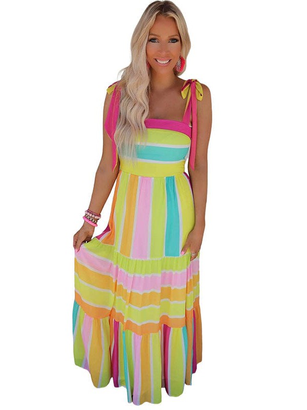 Beachy Striped Maxi Dress from MsDressly