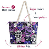 Sugar Skull Purple Shoulder Beach Bag From Zapps Clothing