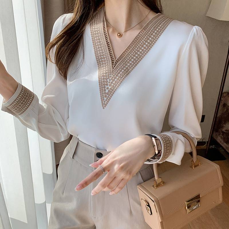 Women's White Long Sleeve Summer Blouse From Kawaii Stop