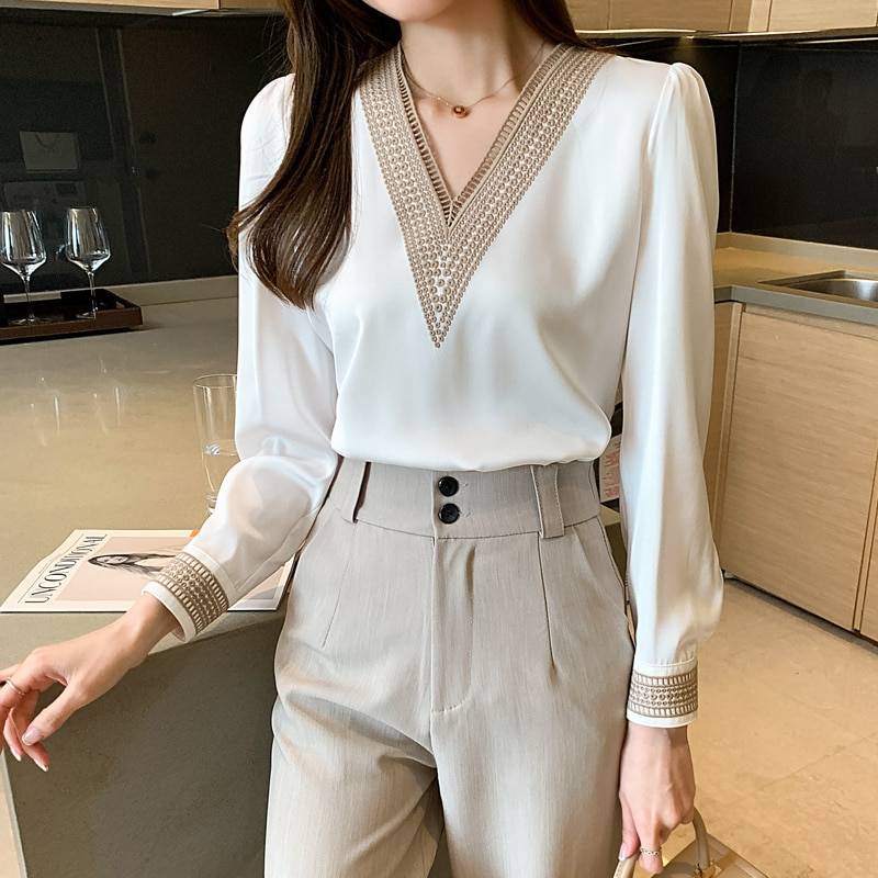 Women's White Long Sleeve Summer Blouse From Kawaii Stop