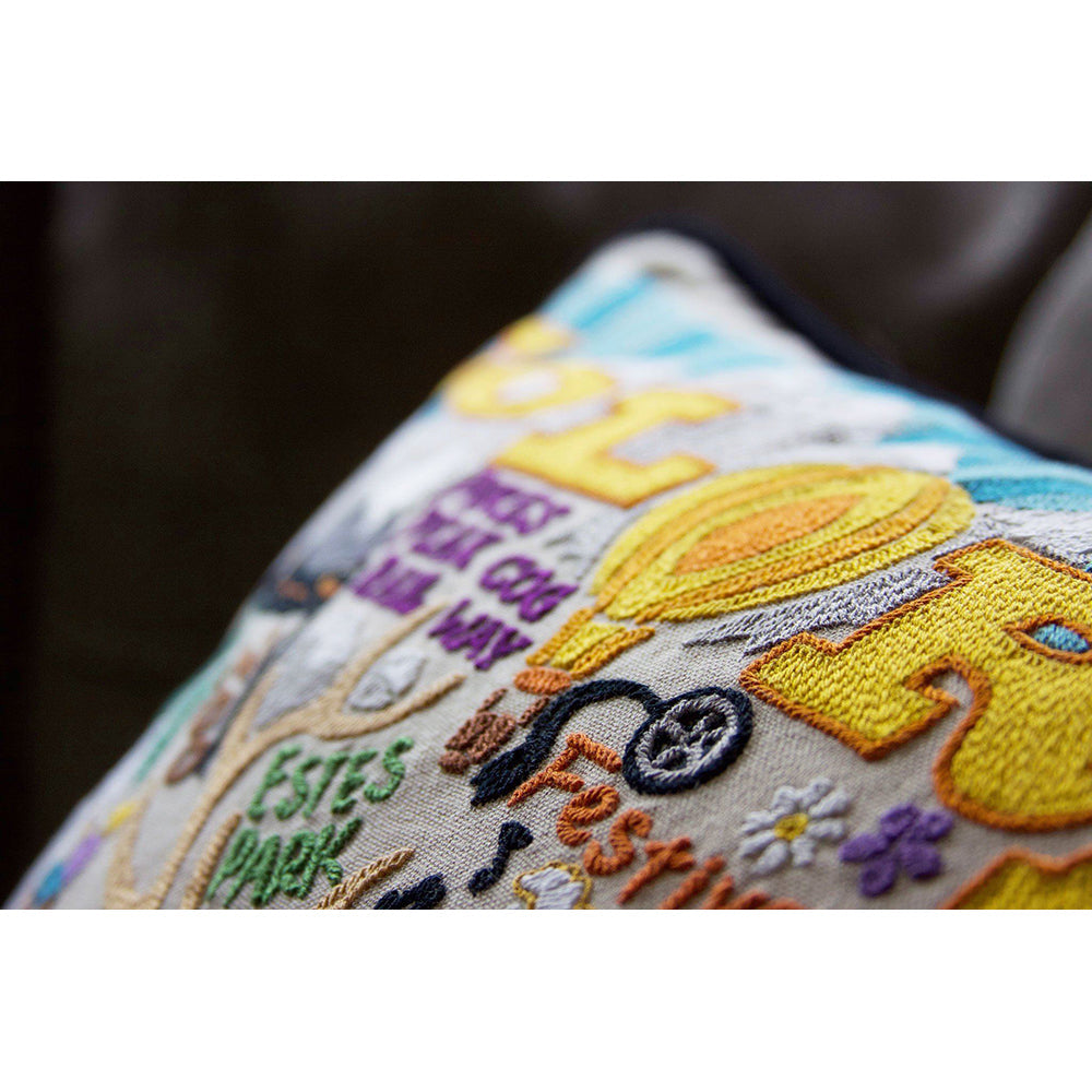 Summer Colorado Hand-Embroidered Pillow from Quirks!