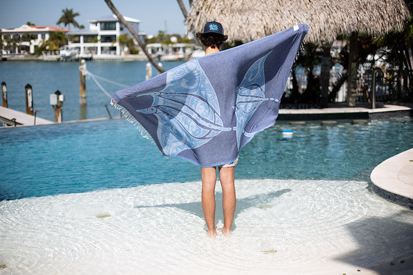 Manta Ray Bleue - Turkish Towel from Sun Drunk