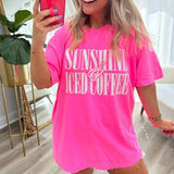 'Sunshine & Iced Coffee' PUFF T-Shirt from United Monograms