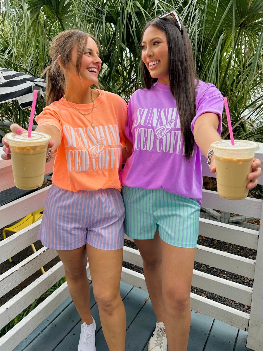 'Sunshine & Iced Coffee' PUFF T-Shirt from United Monograms