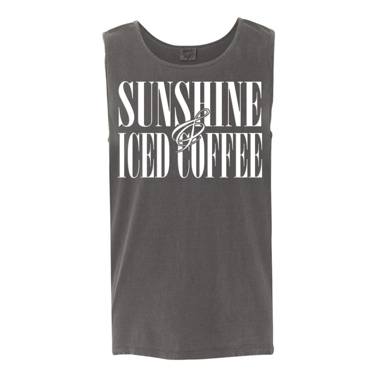 'Sunshine & Iced Coffee' PUFF Tank Top from United Monograms