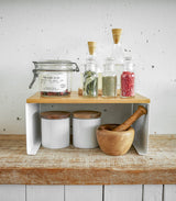 Stackable Countertop Shelf - Two Sizes - Steel + Wood from Yamazaki Home
