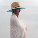 Organic Throw Blanket - Tan & Beige From West Path