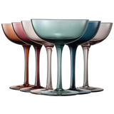 Cocktail & Champagne Coupe Glasses Coupe Cocktail Glasses 7 oz | Set of 6 | Pastel Colored Crystal Cocktail Glassware for Champagne, Martini, Manhattan Goblet Cocktails, Glassware - Luxury Gift Box from The Wine Savant