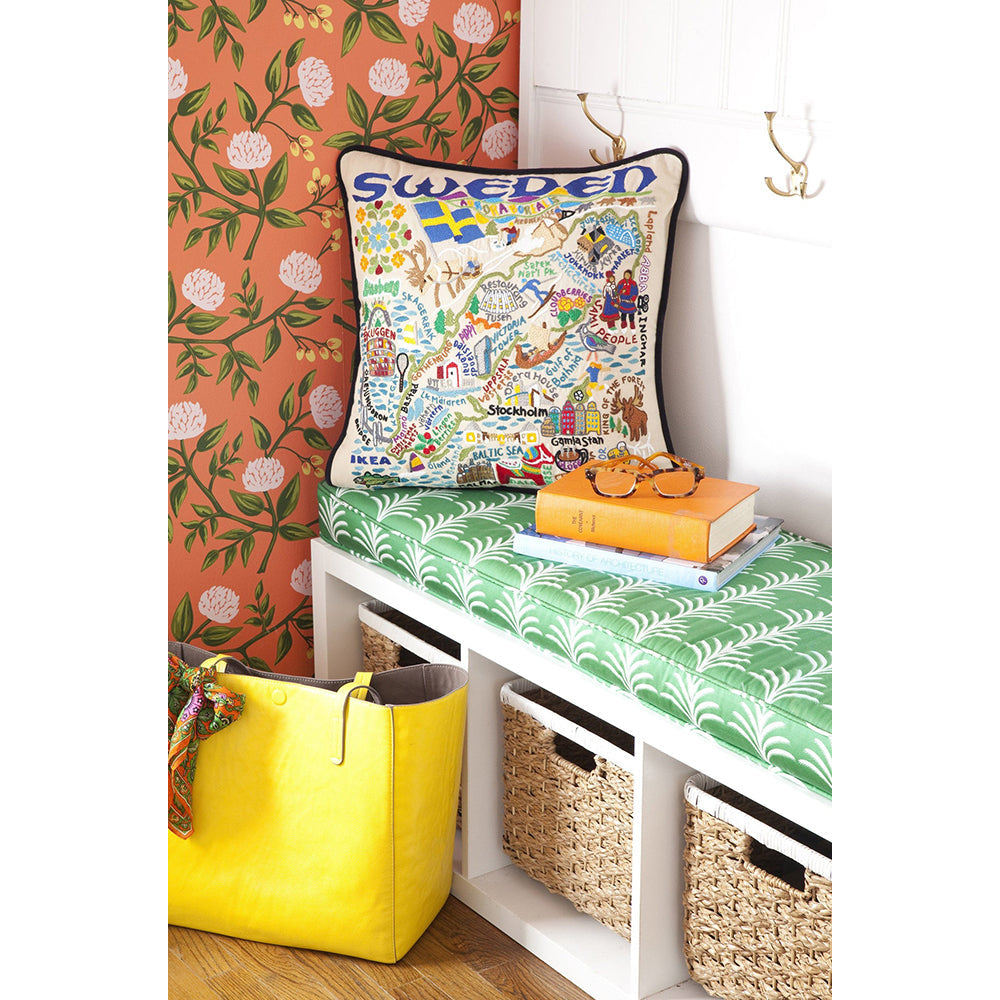 Sweden Hand-Embroidered Pillow from Quirks!