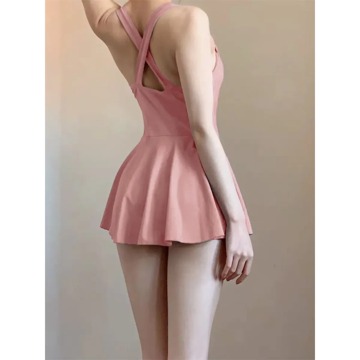 Ruched Knot One Piece Swimsuit – Sweet Kawaii Mini Dress Style Strap from Kawaii Stop