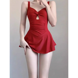 Ruched Knot One Piece Swimsuit – Sweet Kawaii Mini Dress Style Strap from Kawaii Stop