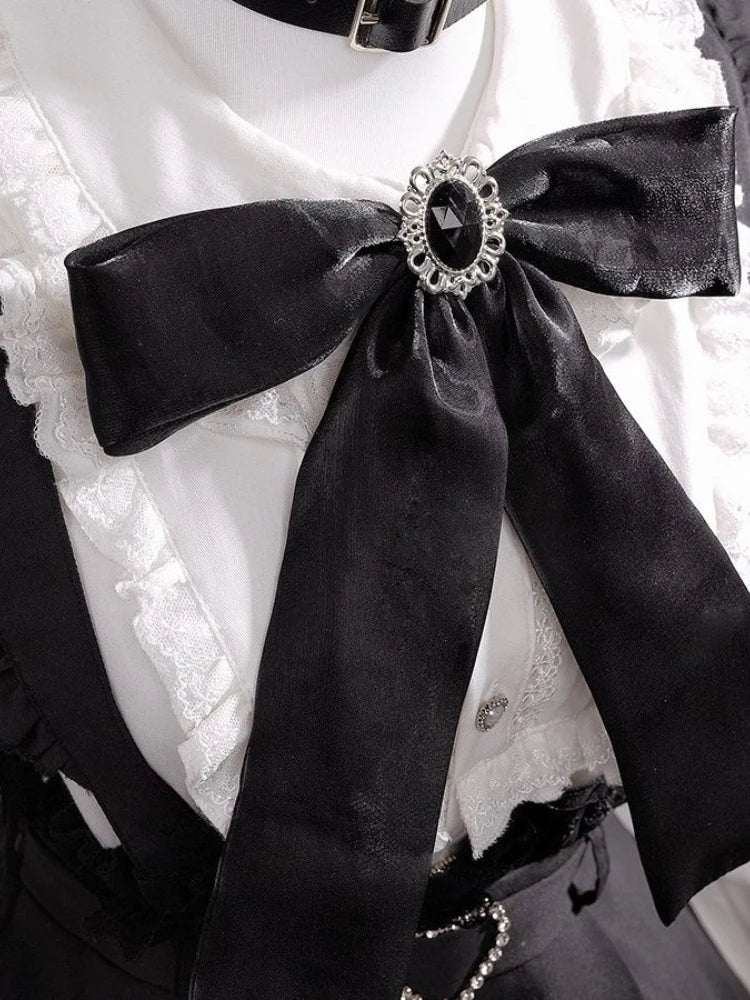 Black & White Sweet Lolita Blouse and Dress – Lace Ruffle Bow Detail From Kawaii Stop