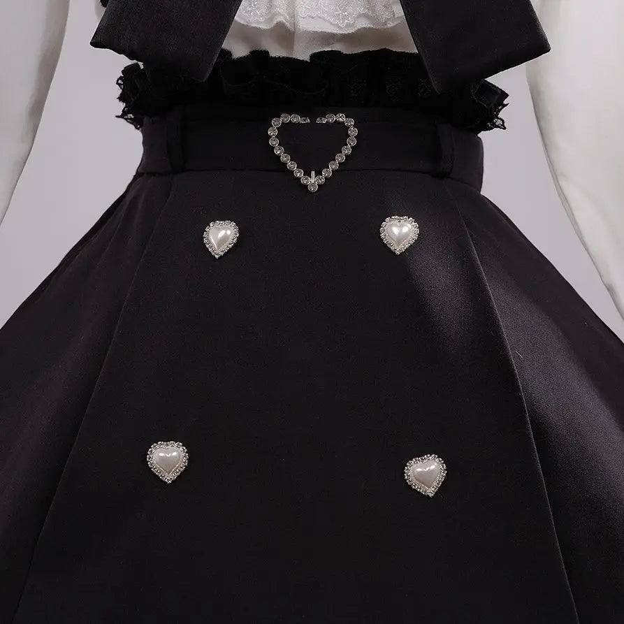 Black & White Sweet Lolita Blouse and Dress – Lace Ruffle Bow Detail From Kawaii Stop