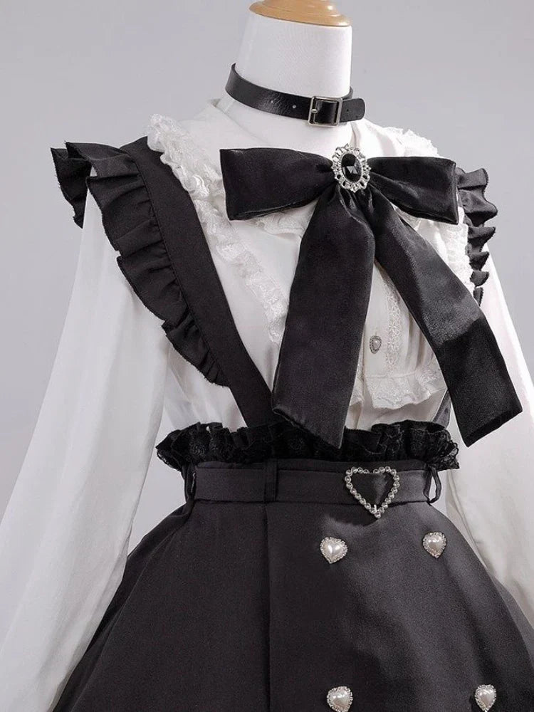 Black & White Sweet Lolita Blouse and Dress – Lace Ruffle Bow Detail From Kawaii Stop