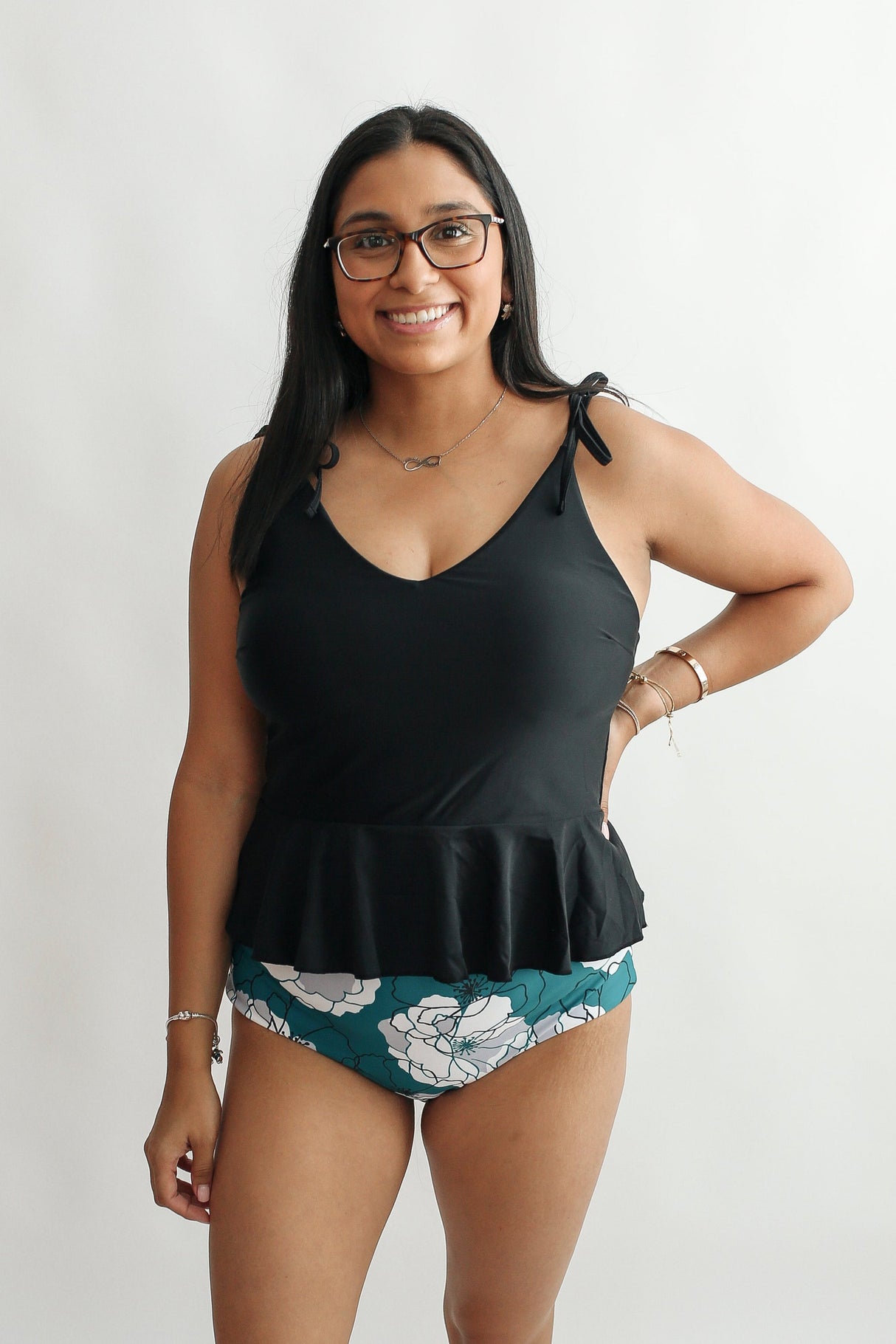 Tie Shoulder Breastfeeding Peplum Tankini Swimsuit Top from Movemama