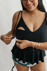 Tie Shoulder Breastfeeding Peplum Tankini Swimsuit Top from Movemama