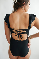 Lace Up Ruffle Neck One Piece Breastfeeding Swimsuit from Movemama