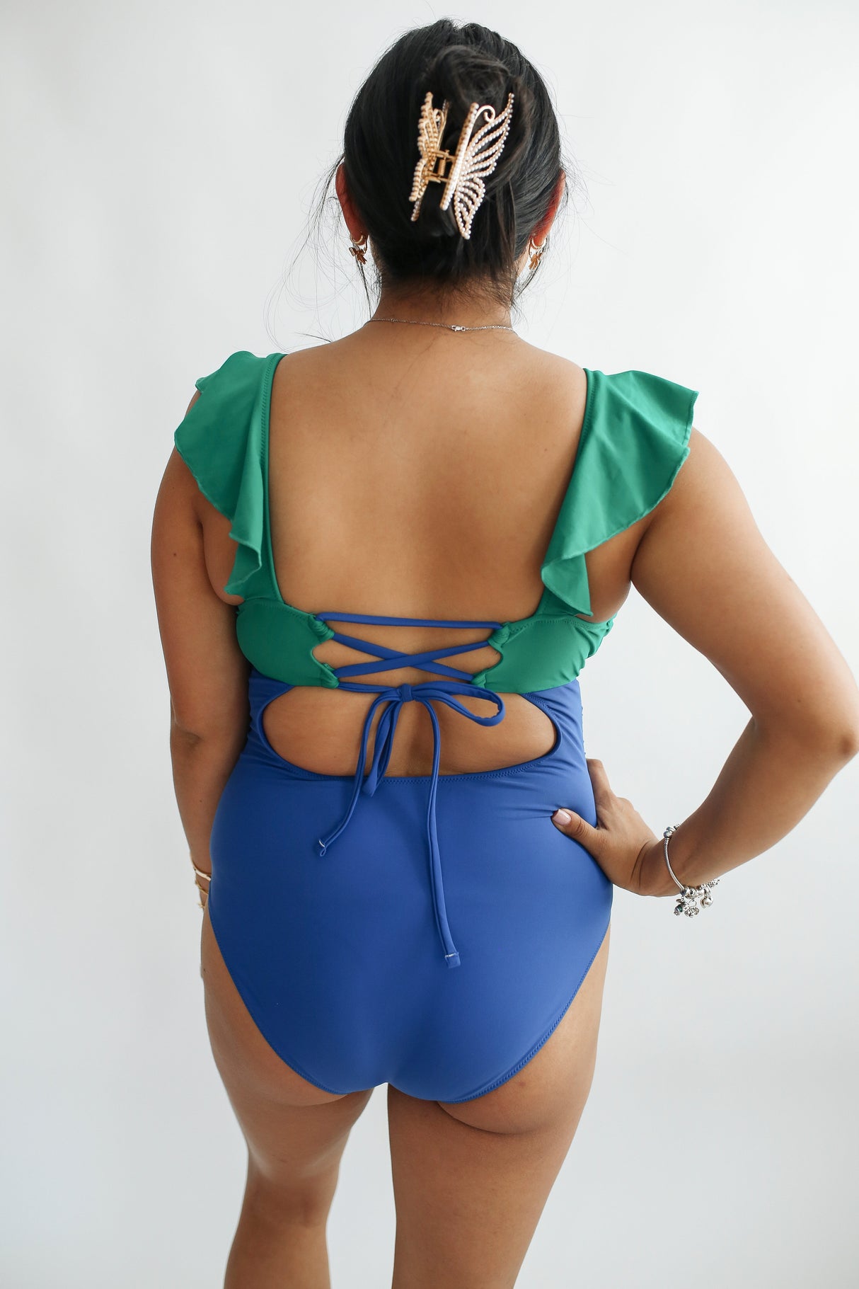 Lace Up Ruffle Neck One Piece Breastfeeding Swimsuit from Movemama