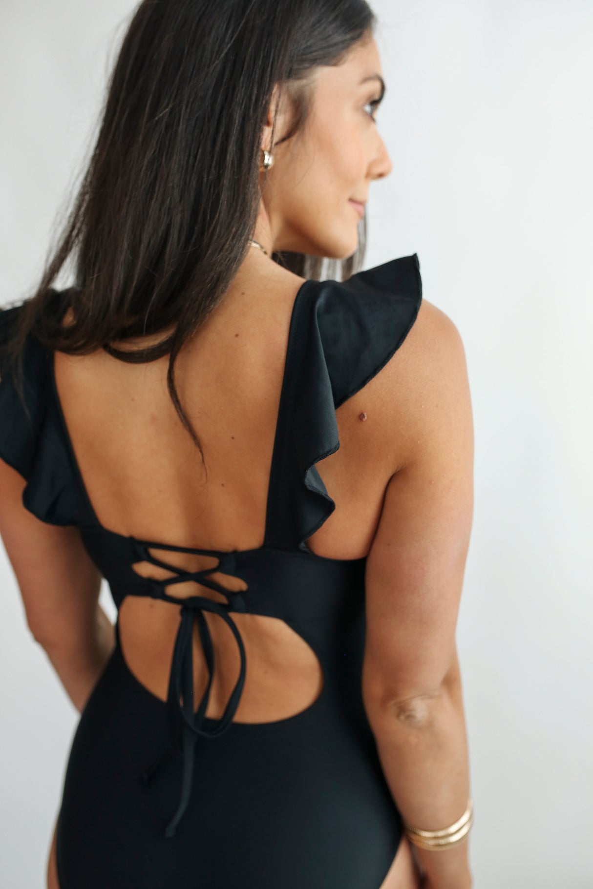 Lace Up Ruffle Neck One Piece Breastfeeding Swimsuit from Movemama