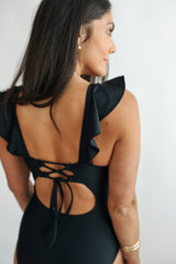 Lace Up Ruffle Neck One Piece Breastfeeding Swimsuit from Movemama