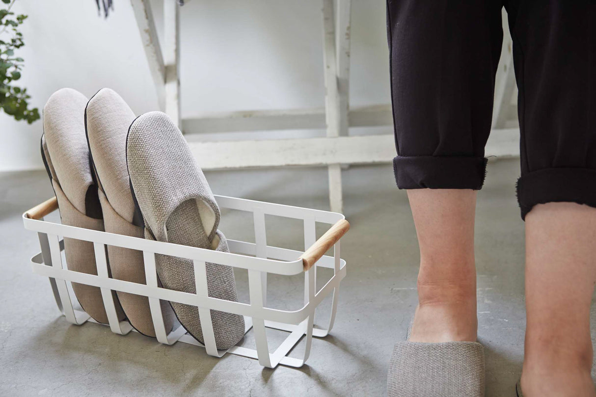 Storage Basket - Two Sizes - Steel + Wood from Yamazaki Home