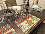 DaDa Bedding Set of 8 Pieces Gingerbread Sweets Holiday Table Tapestry - 4 Placemats, 2 Table Runners, 2 Throw Pillow Covers (12917) from DaDalogy Bedding Collection